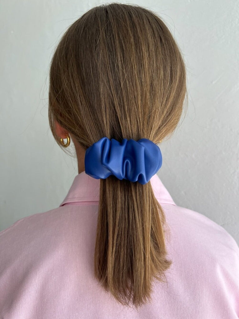 Dark blue eco leather hair clip