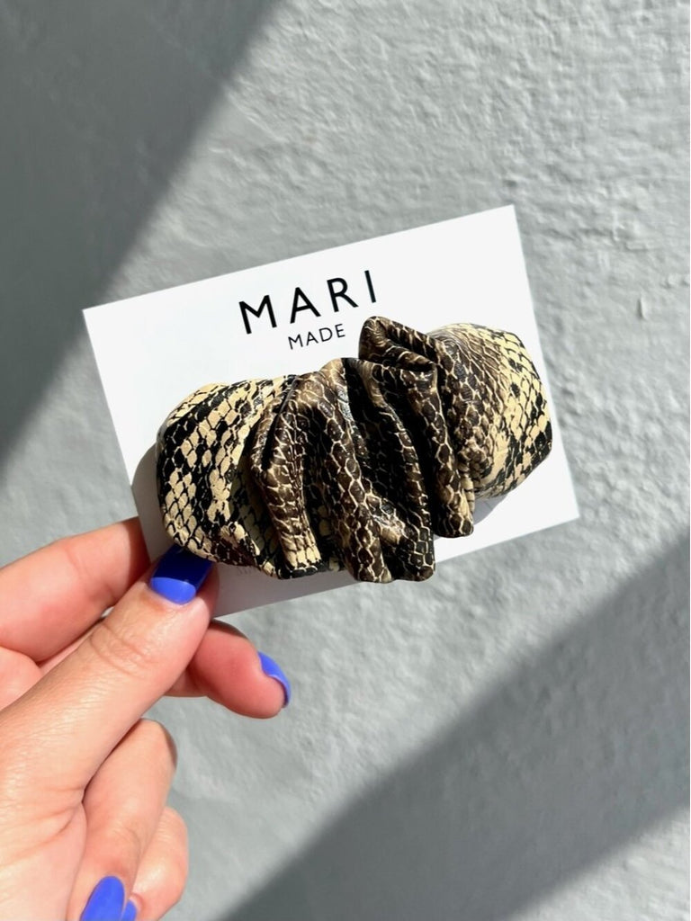 SNAKE ECO LEATHER SCRUNCHIE BARRETTE