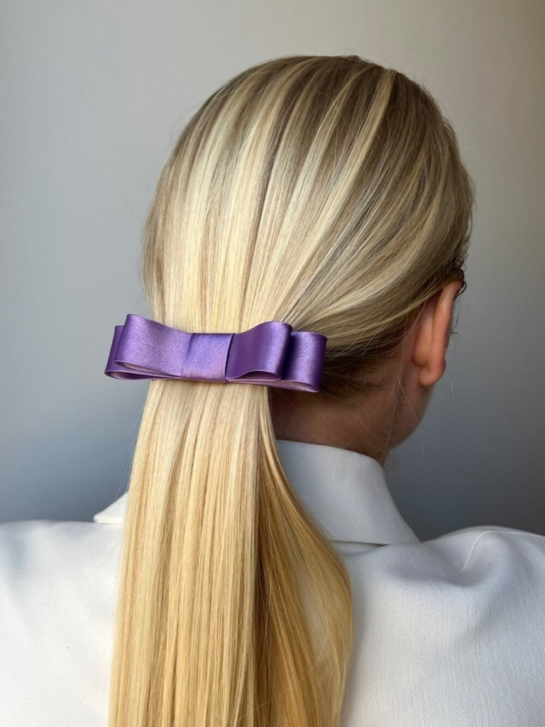 Purple ribbon hair clip