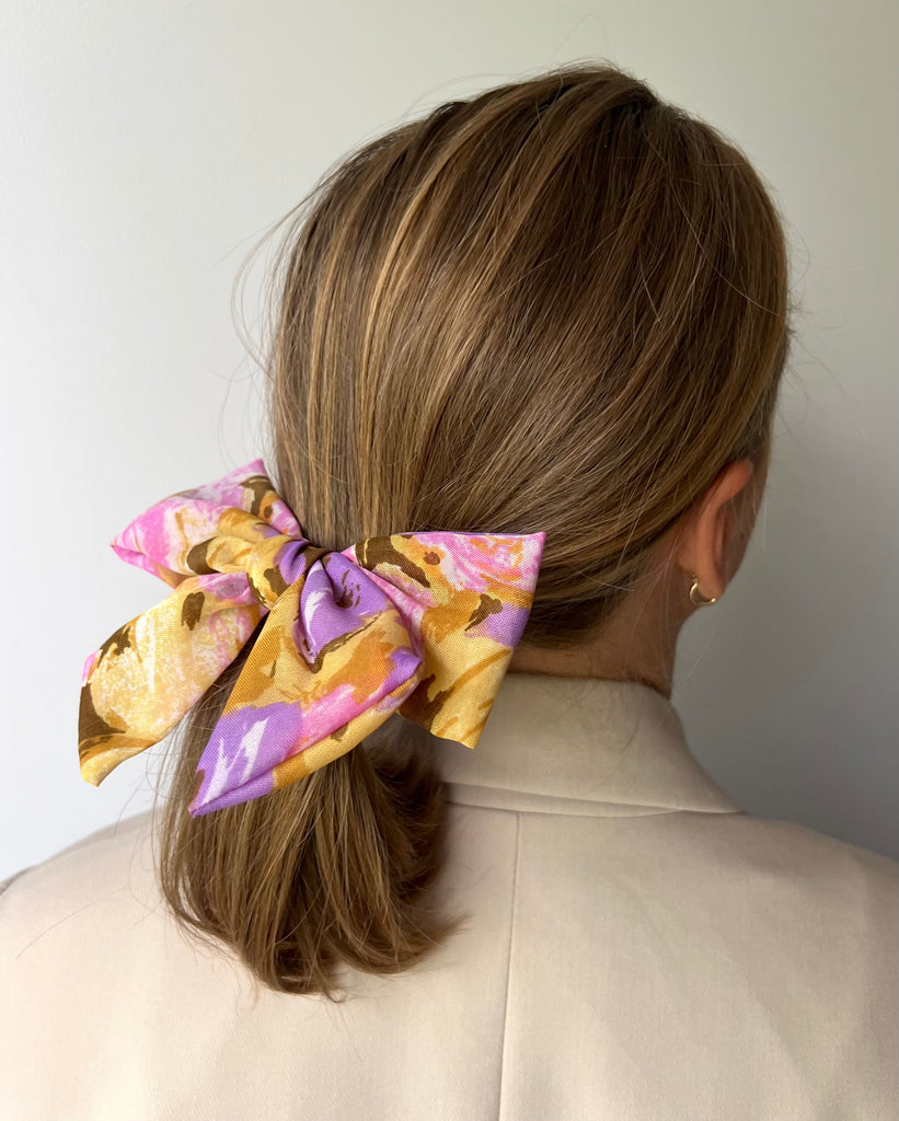 Autumn flowers bow barrette