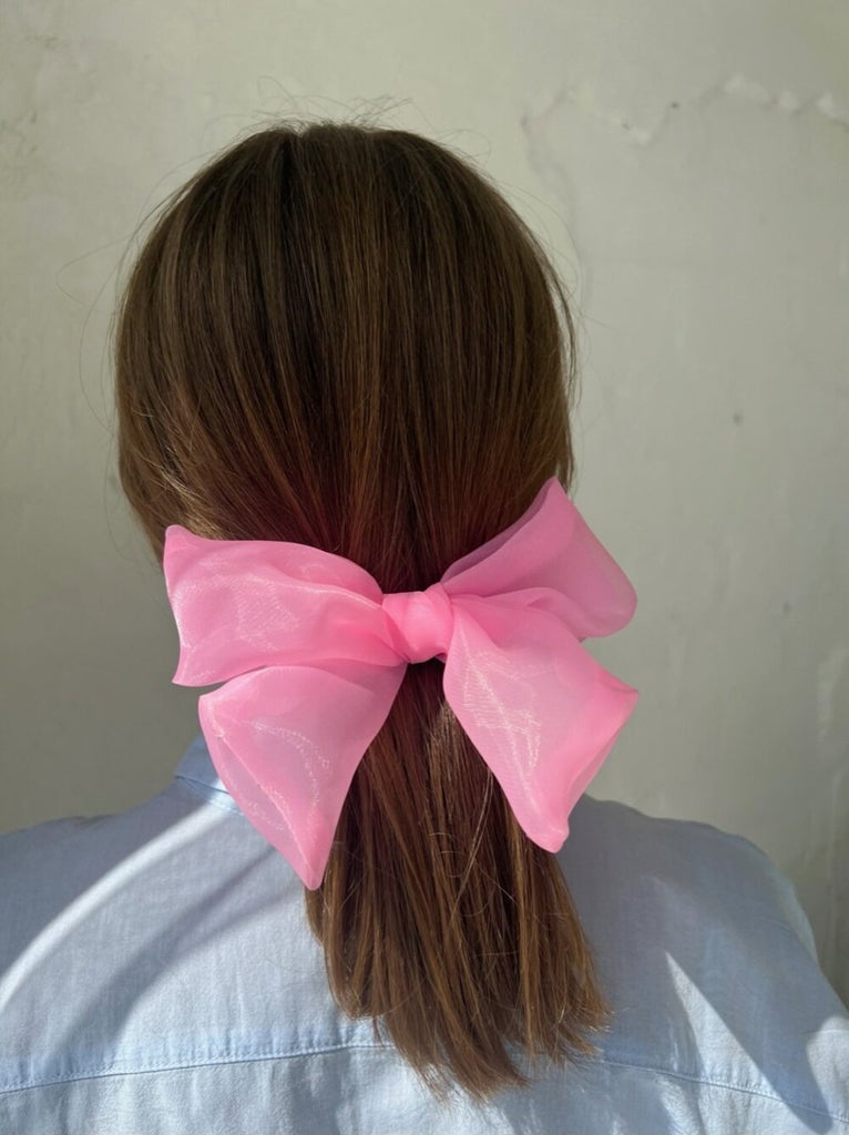 HOT PINK BOW BARRETTE