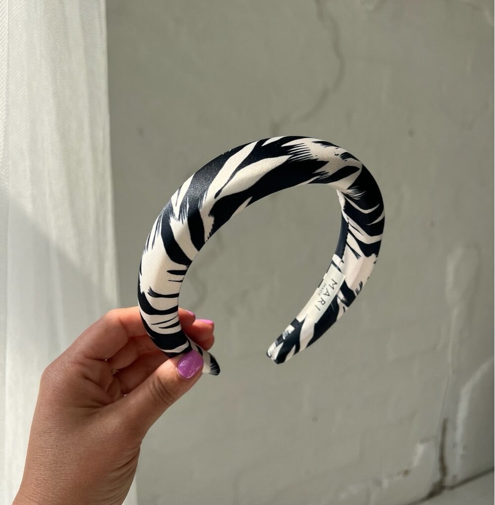 Black and white plain long headband