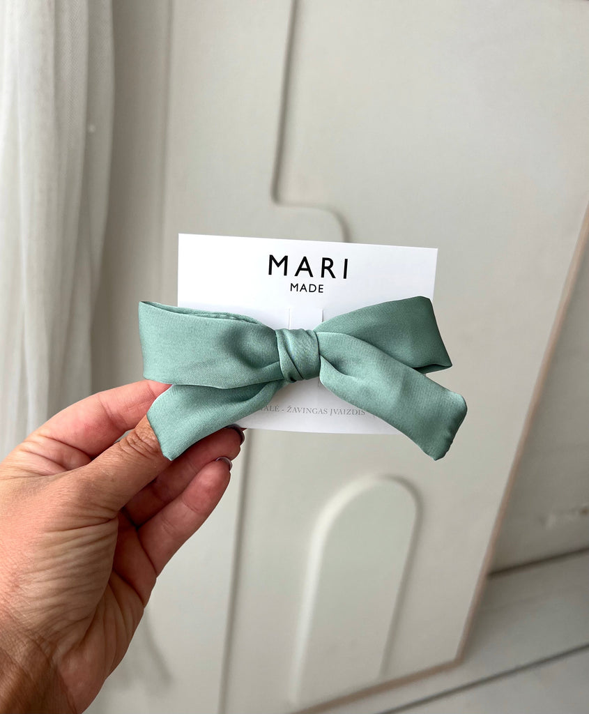 Light blue mini bow hair clip