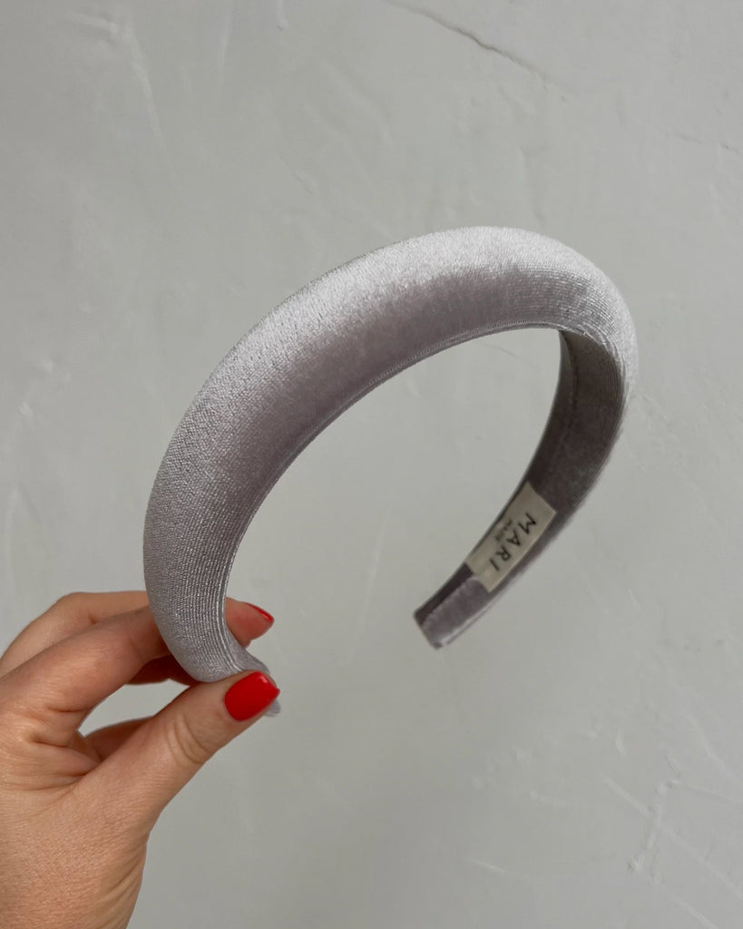 Grey velour plain headband