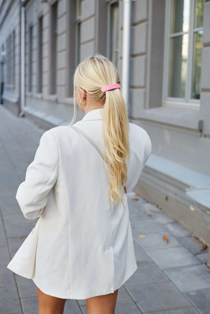 Baby pink leather hair clip