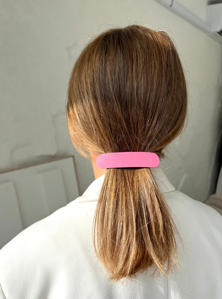 Pink leather hair clip