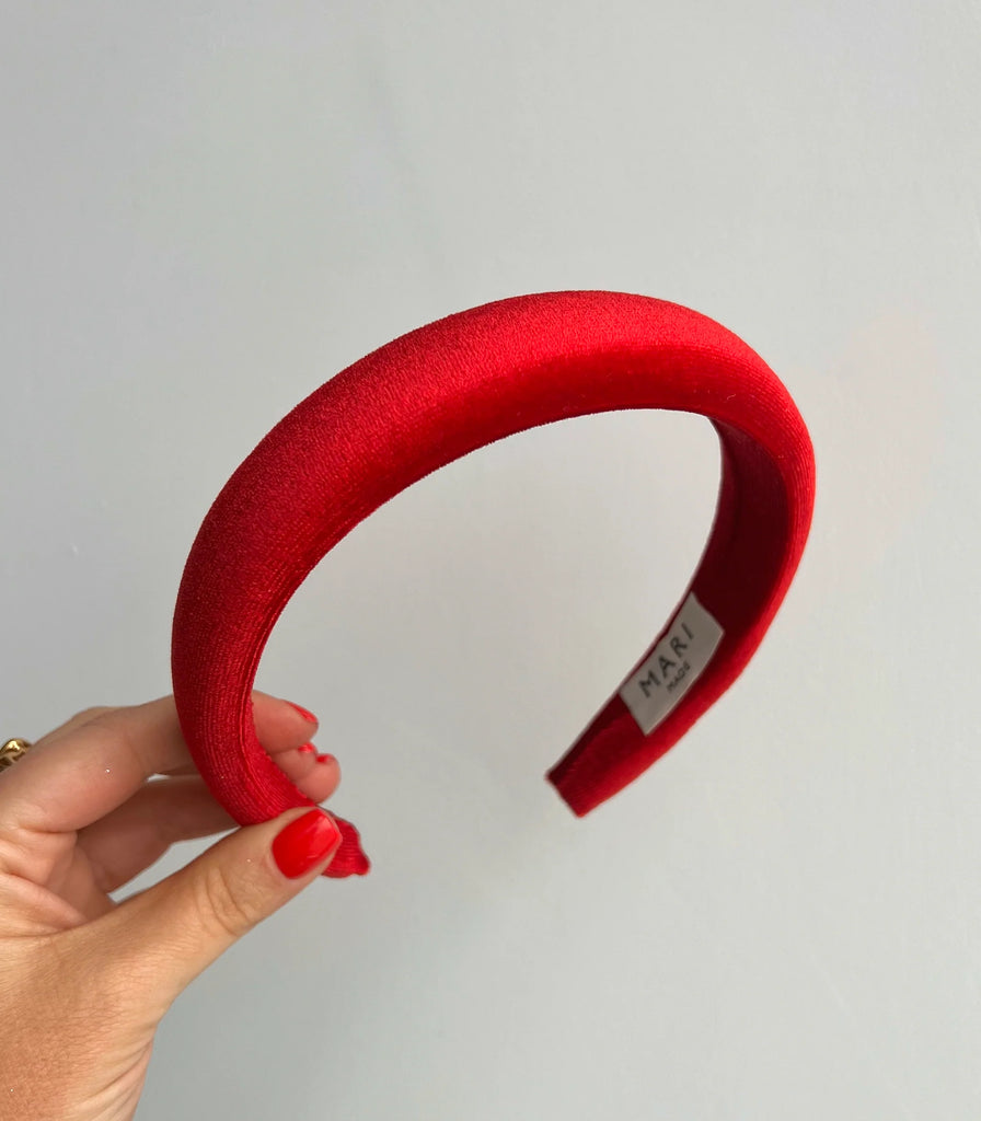 Red velour plain headband