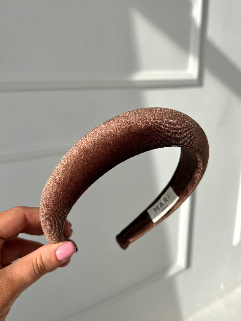 Brown velour plain headband