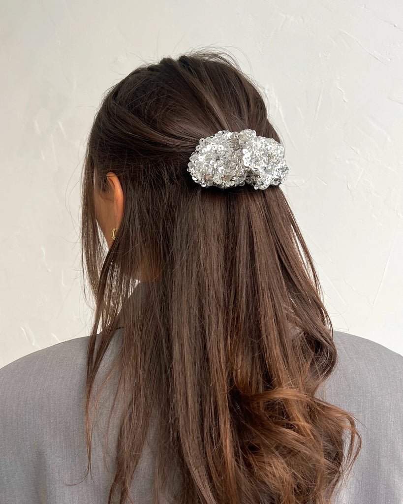 Shining silver scrunchie hair clip