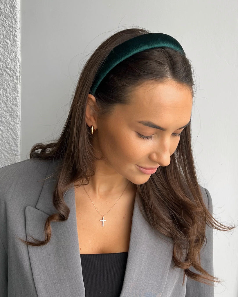 Emerald velour plain headband