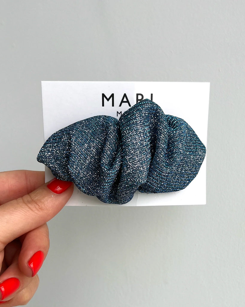 Sparkling blue scrunchie barrette