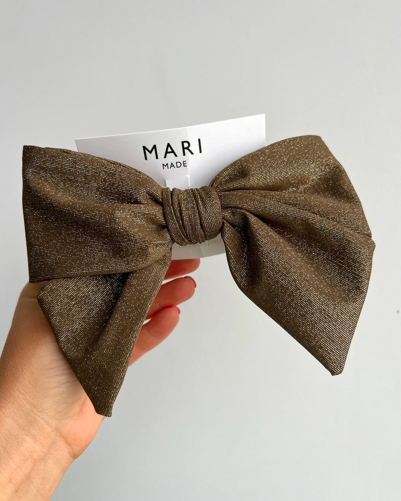 Shining chaki bow hair clip