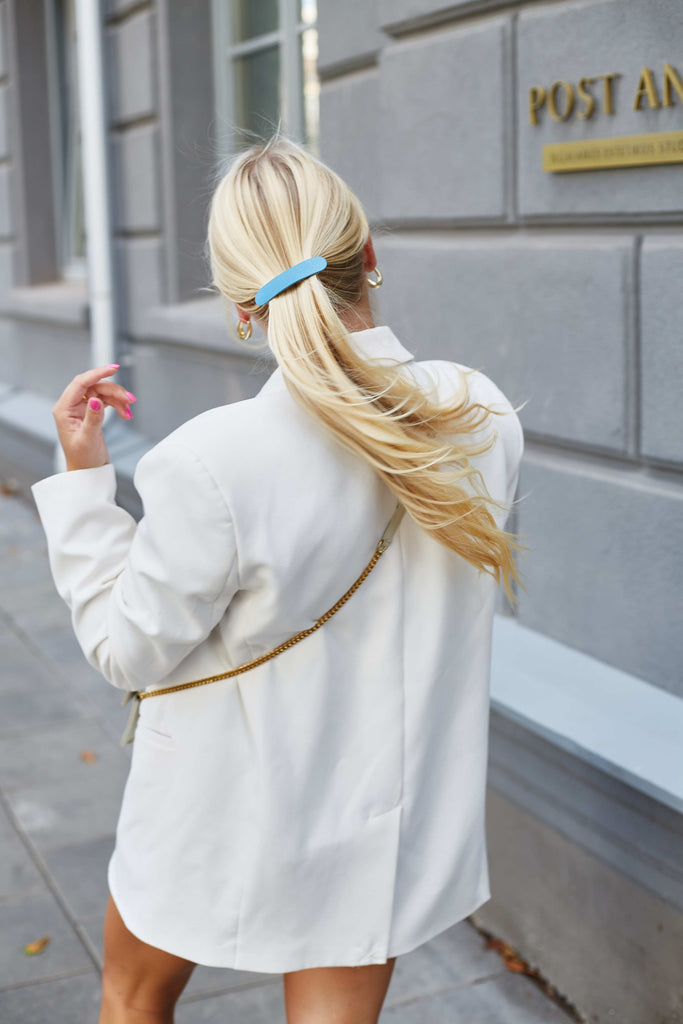 Light blue plain long hair clip