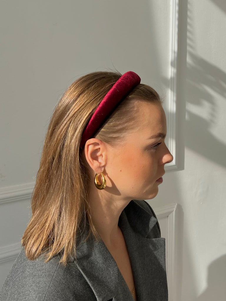Sparkling dark red velour headband