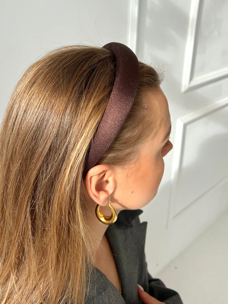 Dark brown shining plain headband