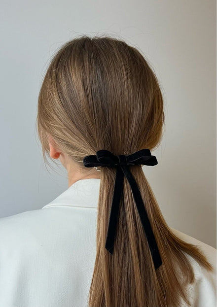 ヘアアクセサリー tanaka daisuke velvet long ribbon Brown crystal silver tip velvet long ribbon Brown – tanakadaisuke