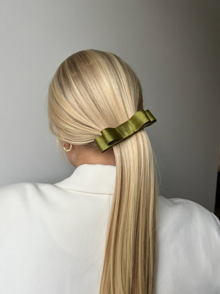 Khaki ribbon hair clip