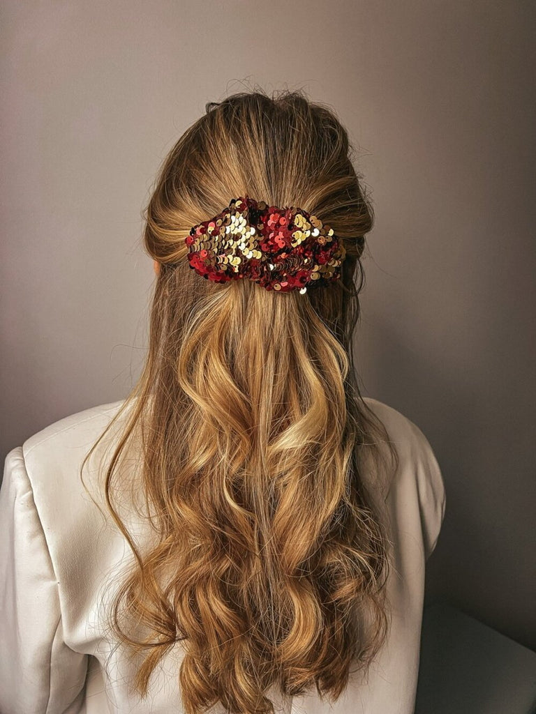 Sparkling red scrunchie barrette